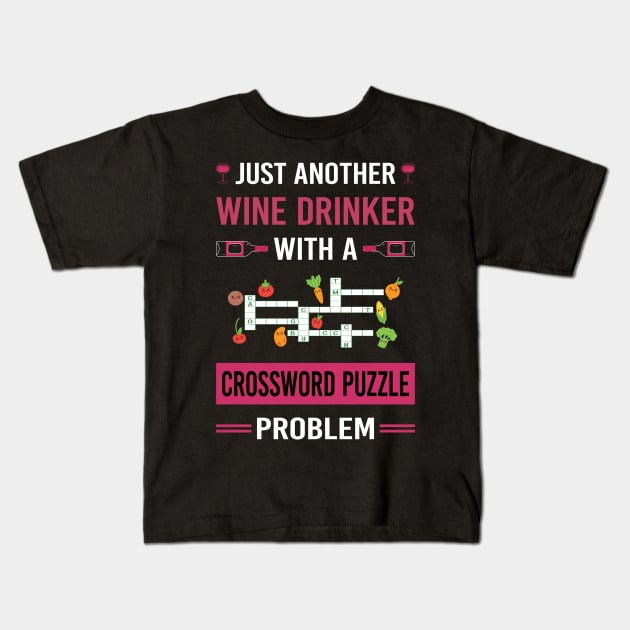 Wine Drinker Crossword Puzzles Kids T-Shirt by Good Day